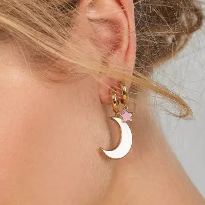 Love Beyond Moon And The Stars Romantic Hoop Earrings